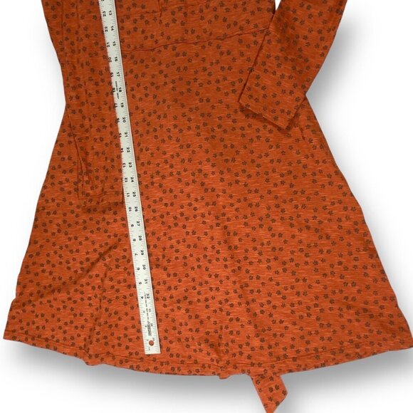 Toad & Co Cue Wrap Dress Womens S Rust Ditsy Floral LS Pocket Stretch Slub Midi - Picture 7 of 10
